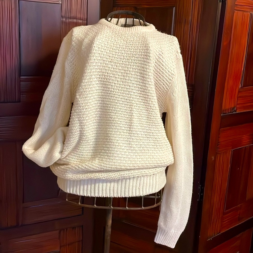 Cotton & Silk 1973 Ivory Knit Sweater Size L